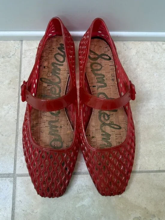 NWOB Sam Edelman Michaela Jelly Mary Jane Flat, Size 9M, Red Jelly - Picture 6 of 12
